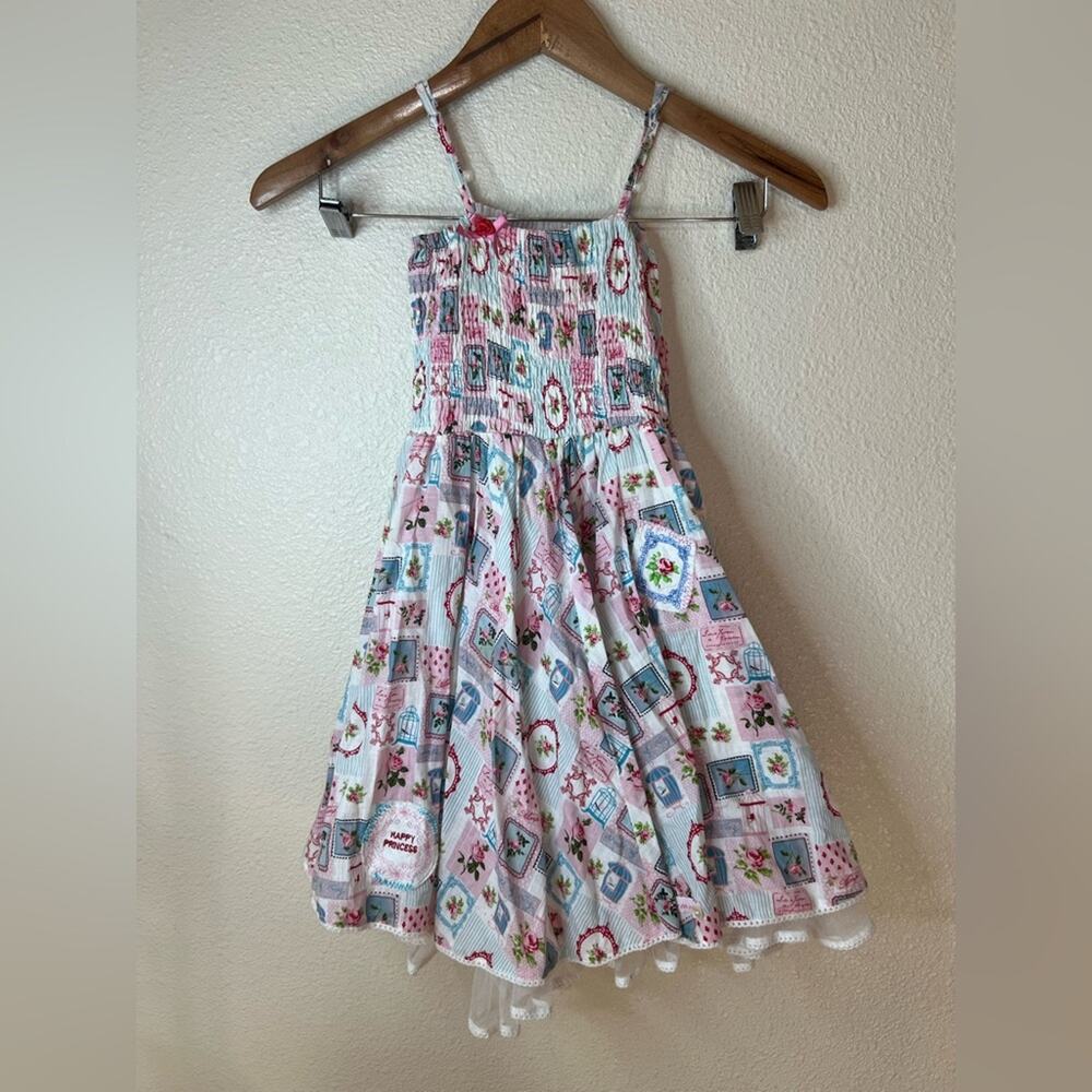 MIM-PI White Floral Patchwork Fit and Flare Dress GIRLS 5Y